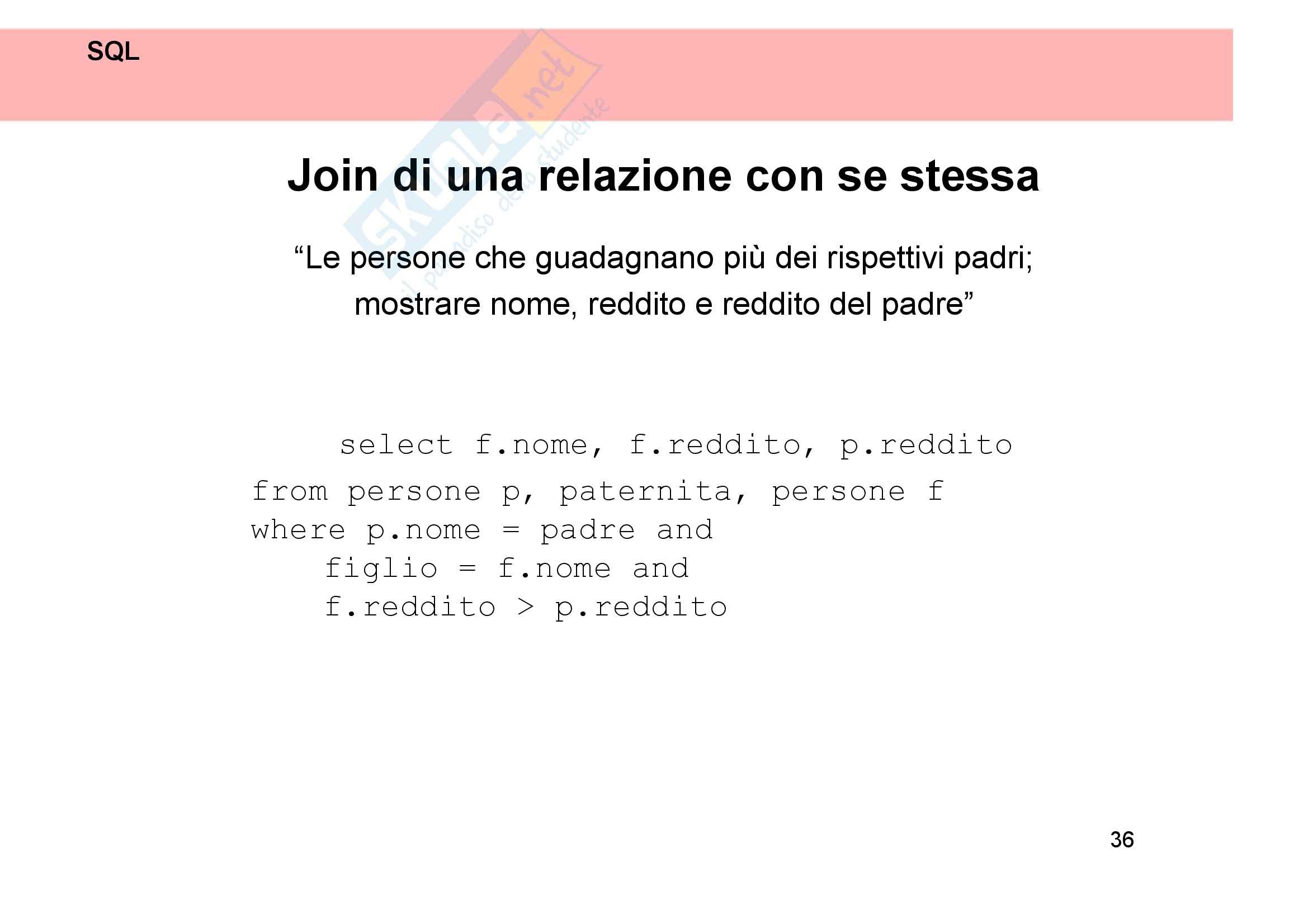 Gestione dati e archivi - SQL Pag. 36