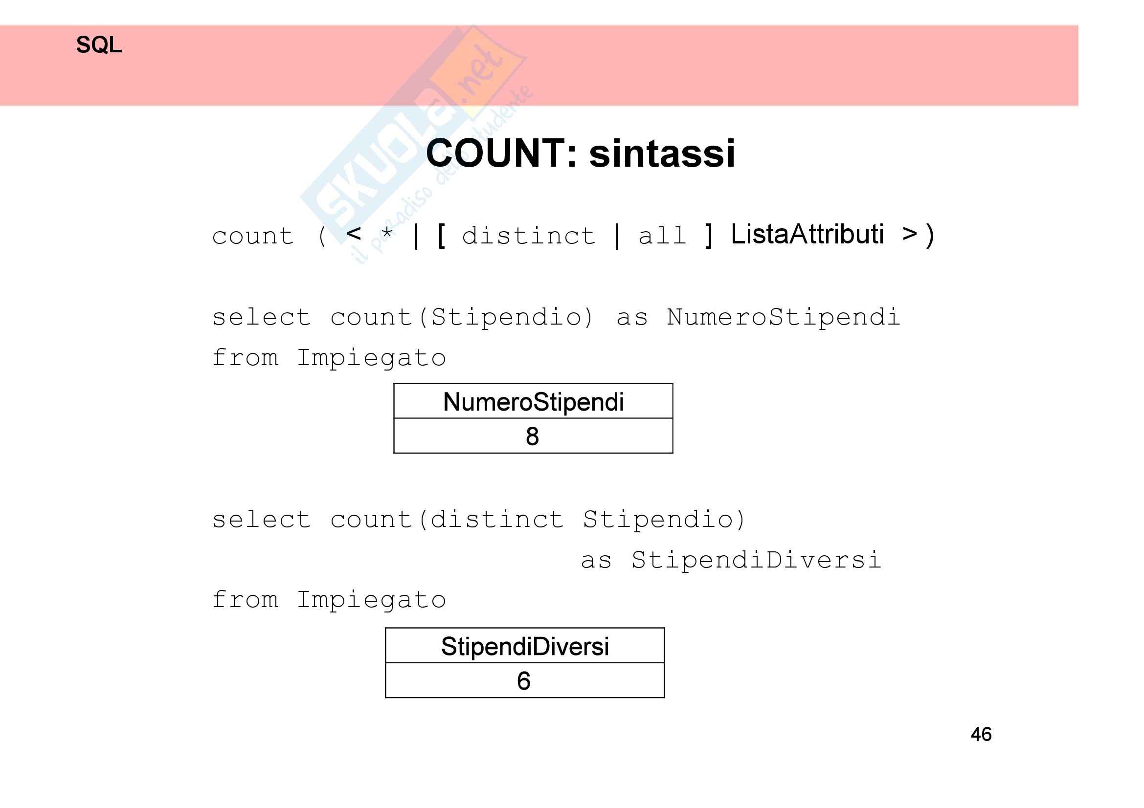 Gestione dati e archivi - SQL Pag. 46