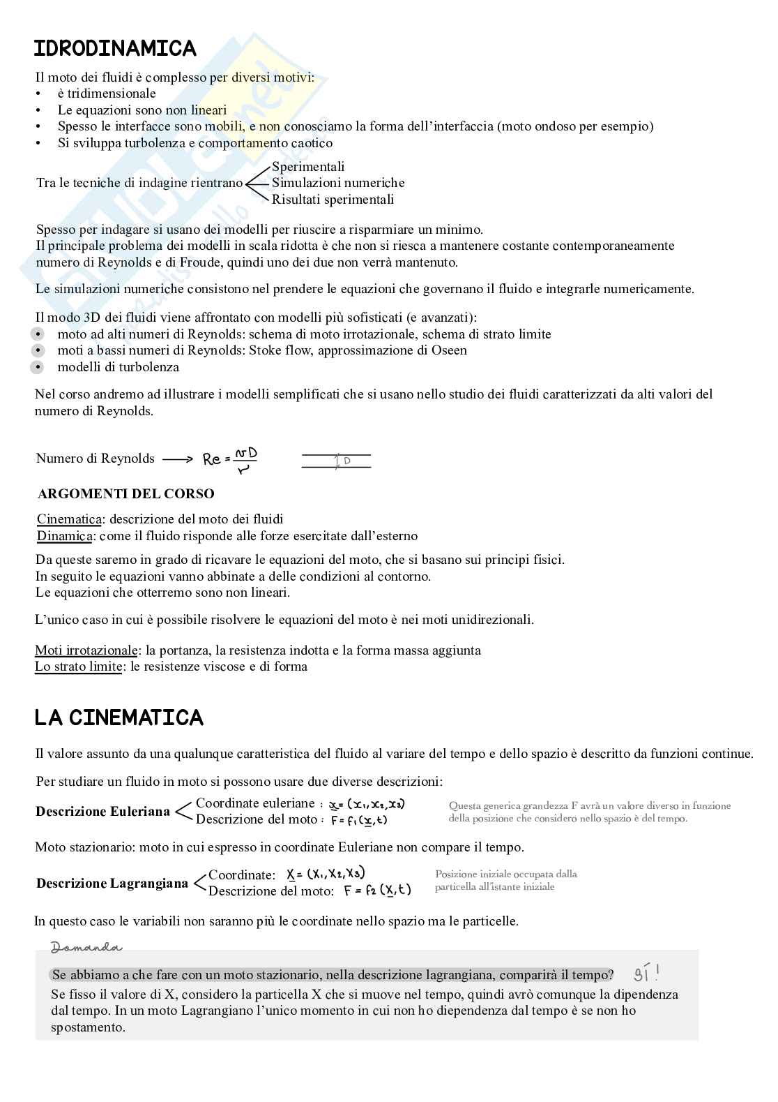 Appunti Idrodinamica 2 (magistrale) - Parte 1 Pag. 1