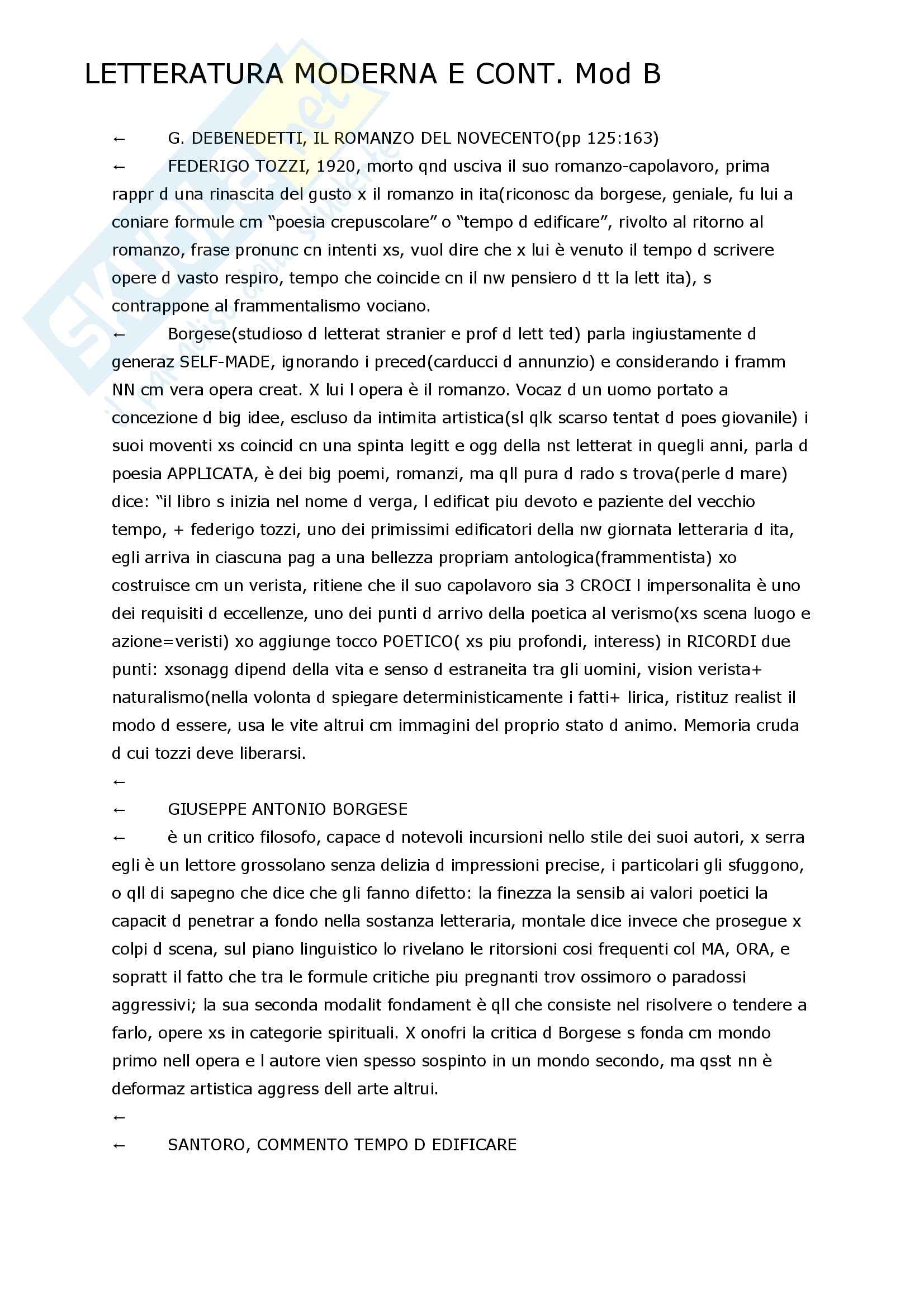 Letteratura italiana moderna e contemporanea - Appunti Pag. 1