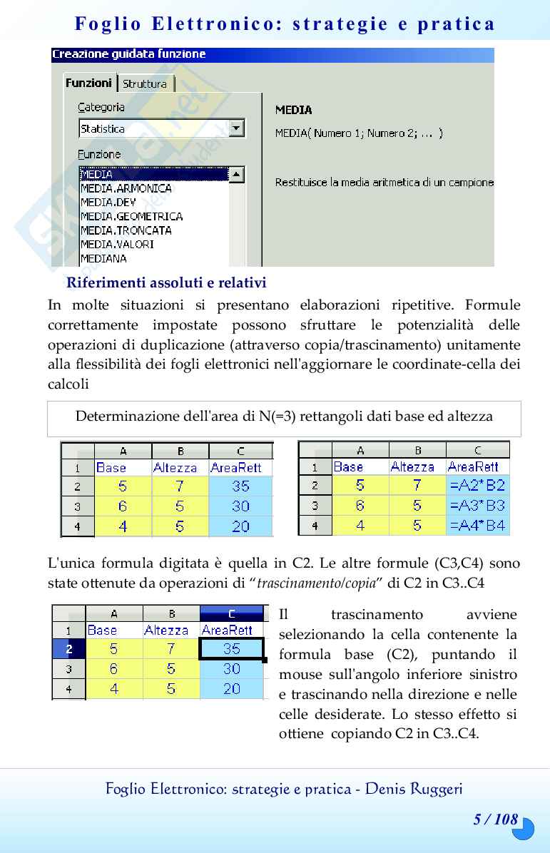 Il foglio elettronico con Open Office ed Excel: strategie e pratica Pag. 6