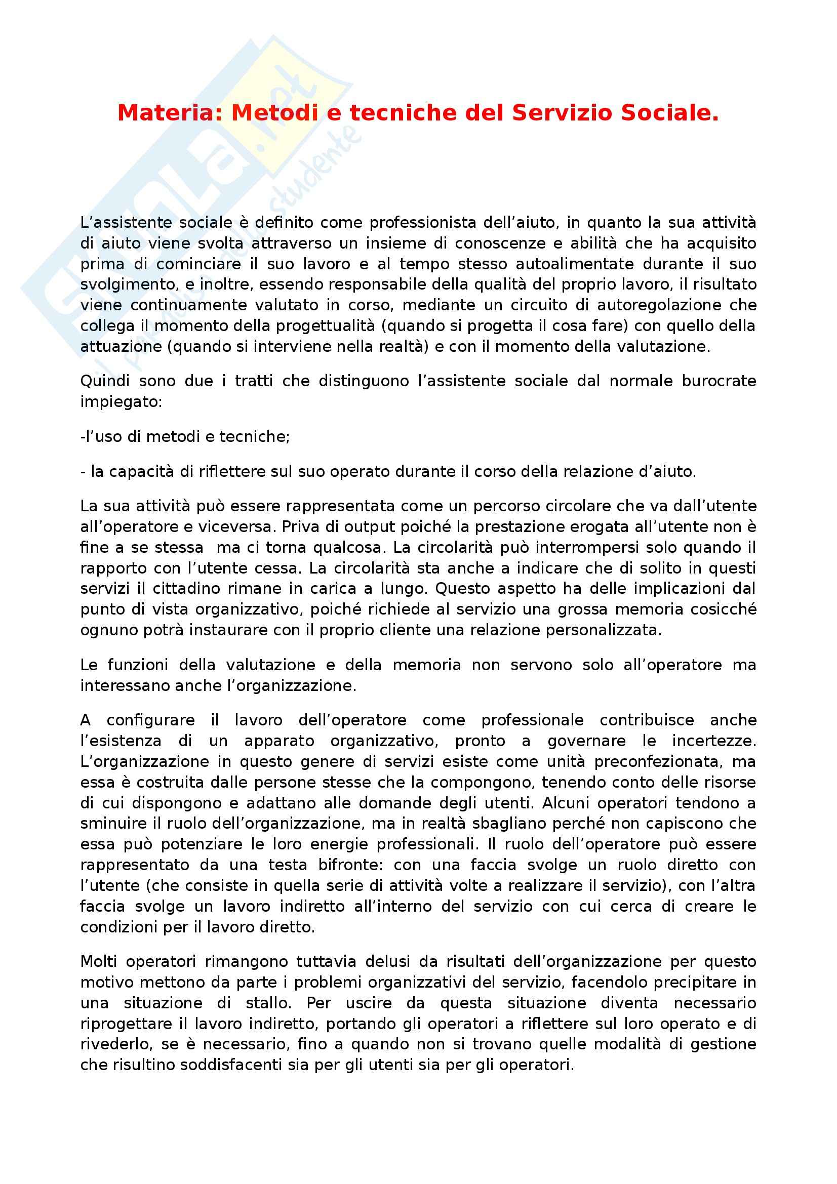Metodi E Tecniche Del Servizio Sociale
