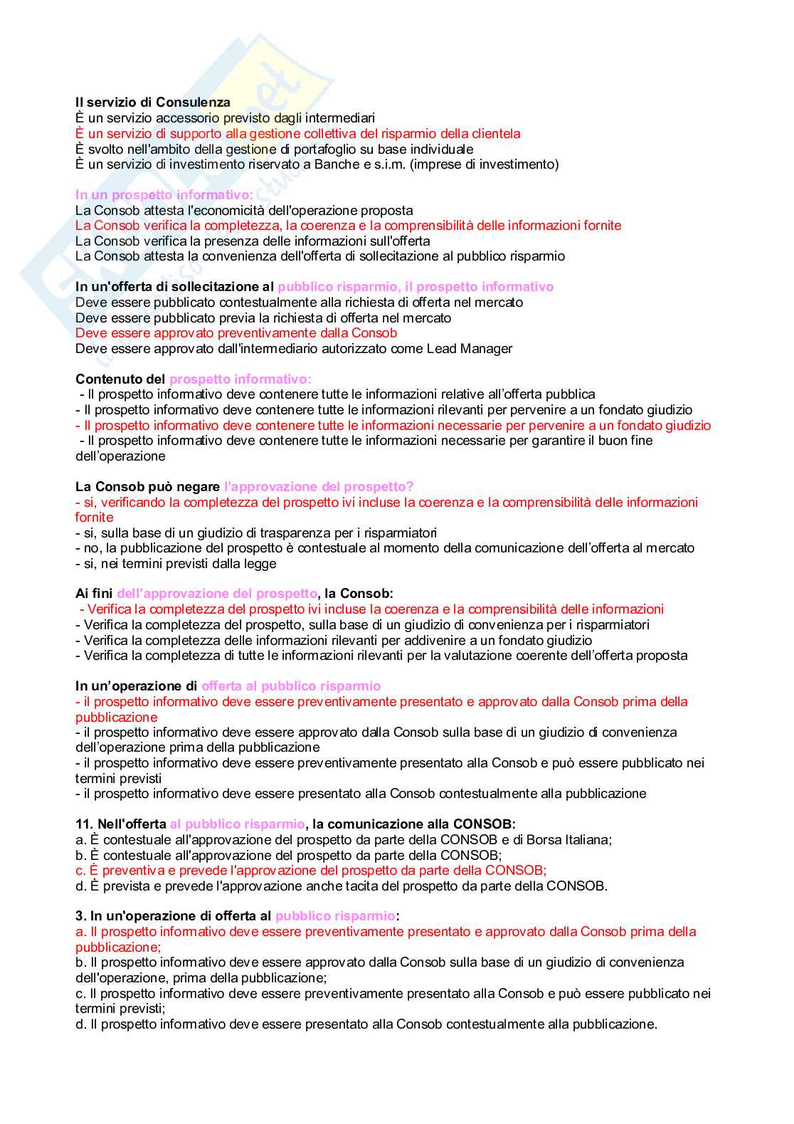 Crocette secondo parziale Economia degli intermediari finanziari Pag. 1