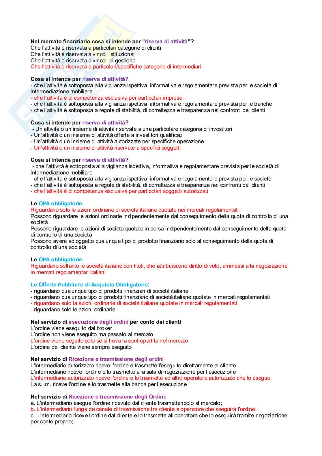 Crocette secondo parziale Economia degli intermediari finanziari Pag. 2