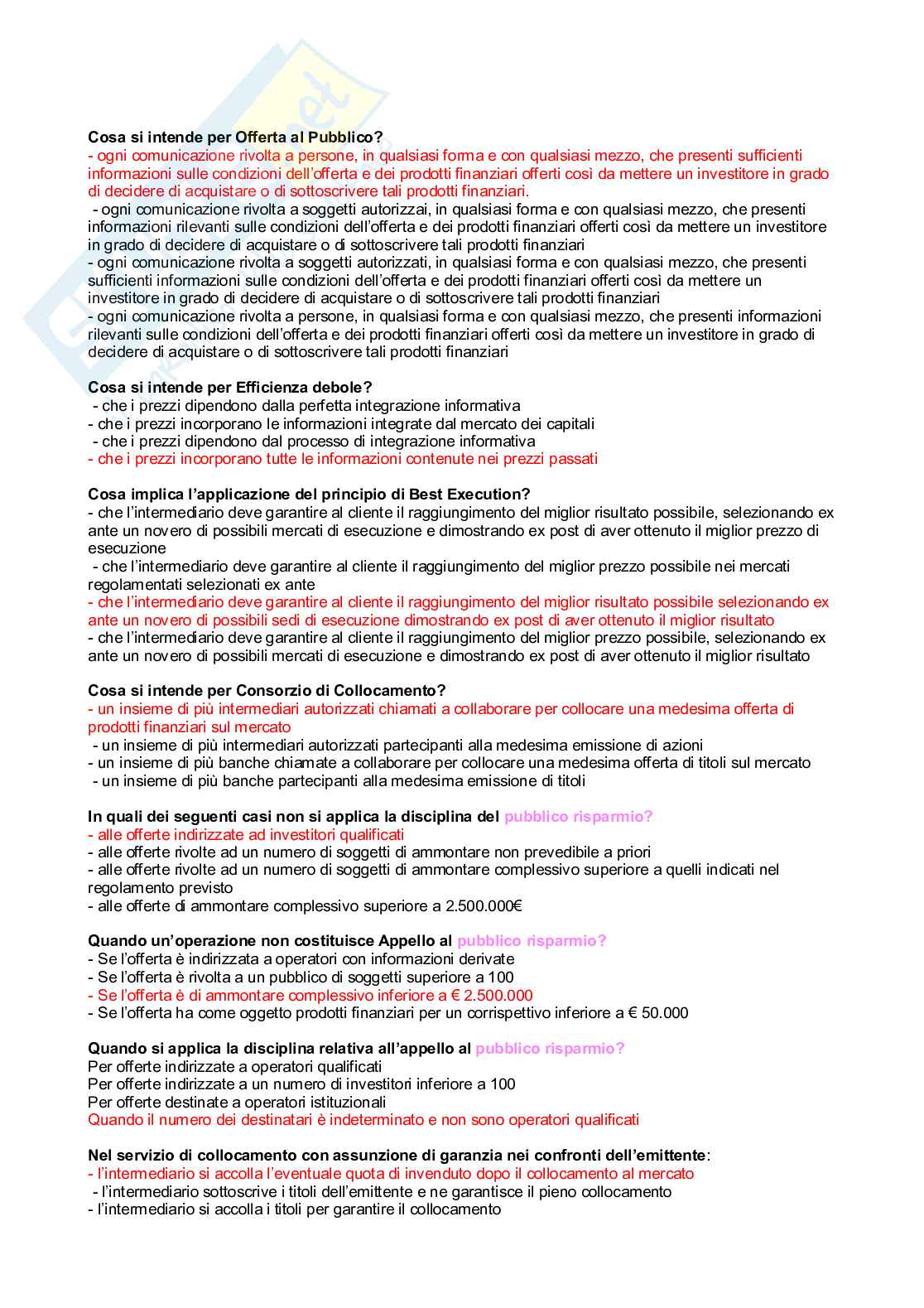 Crocette secondo parziale Economia degli intermediari finanziari Pag. 6
