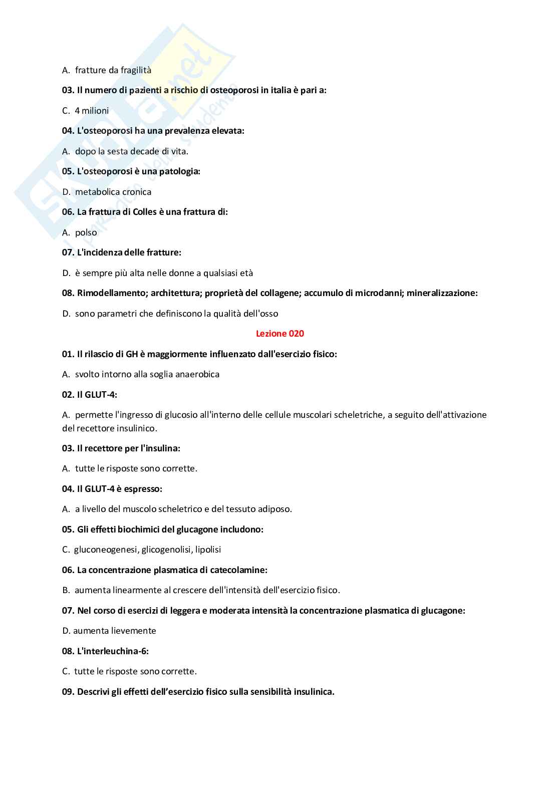 Risposte domande aperte endocrinologia applicata all'attività motoria aggiornate 2023 Pag. 16