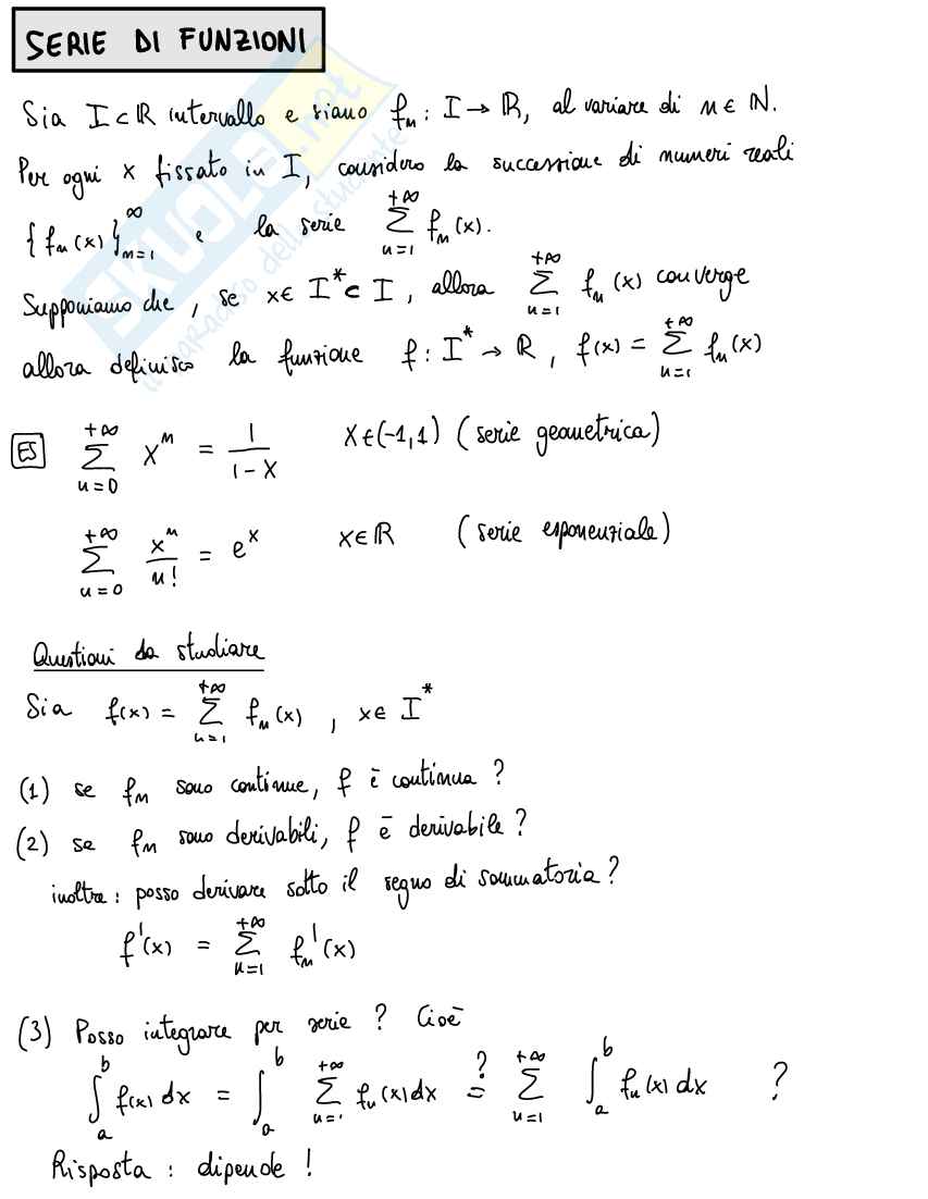Serie di funzioni Pag. 1
