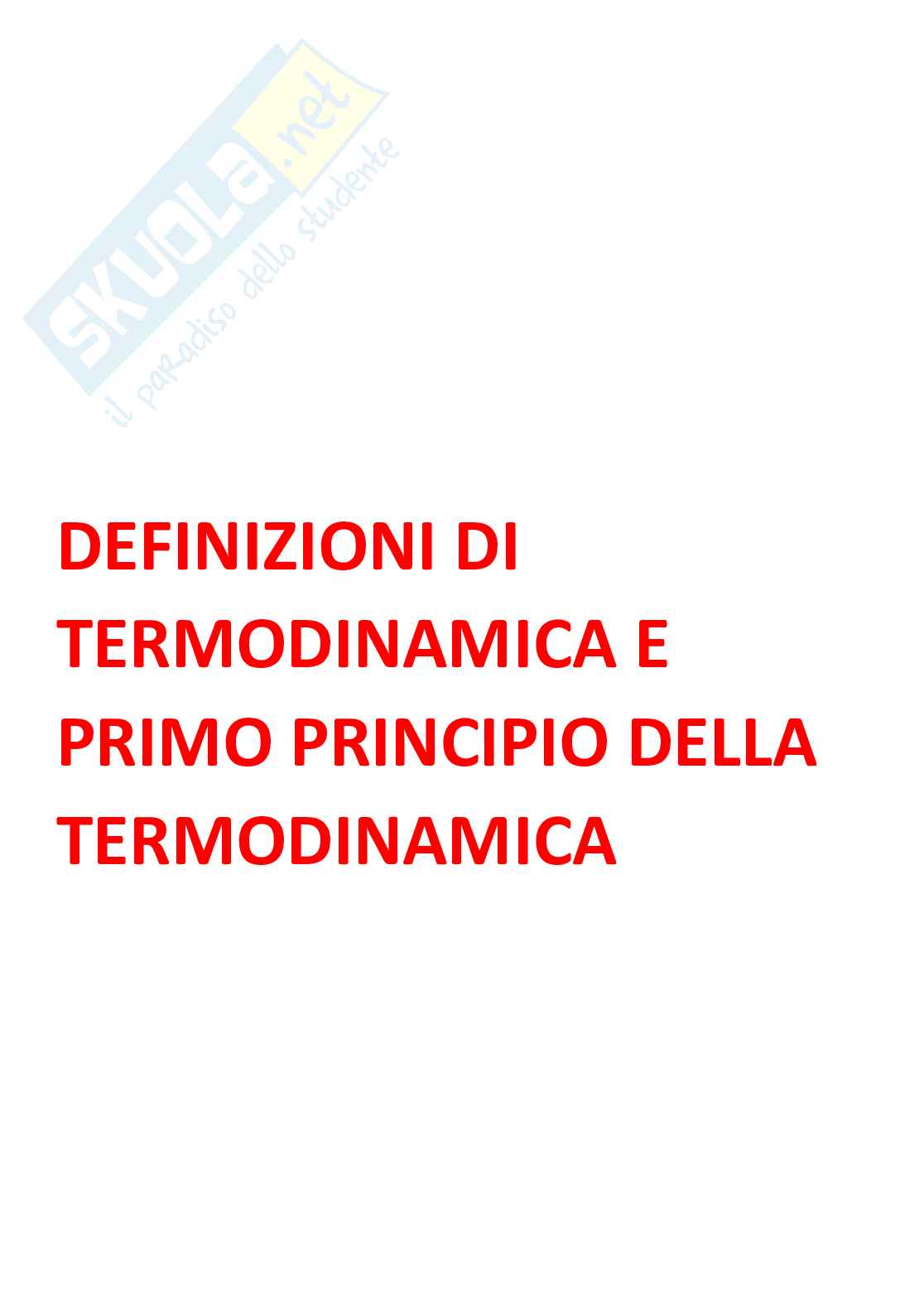 Primo Principio della Termodinamica - Fisica tecnica Pag. 1
