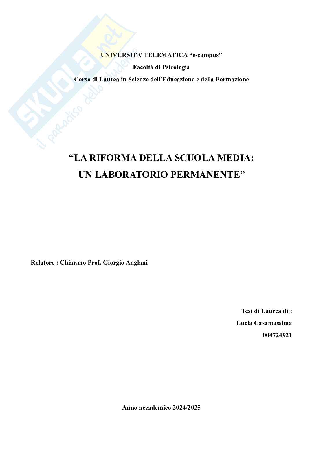  Riforma della scuola media: un laboratorio permanente Pag. 1