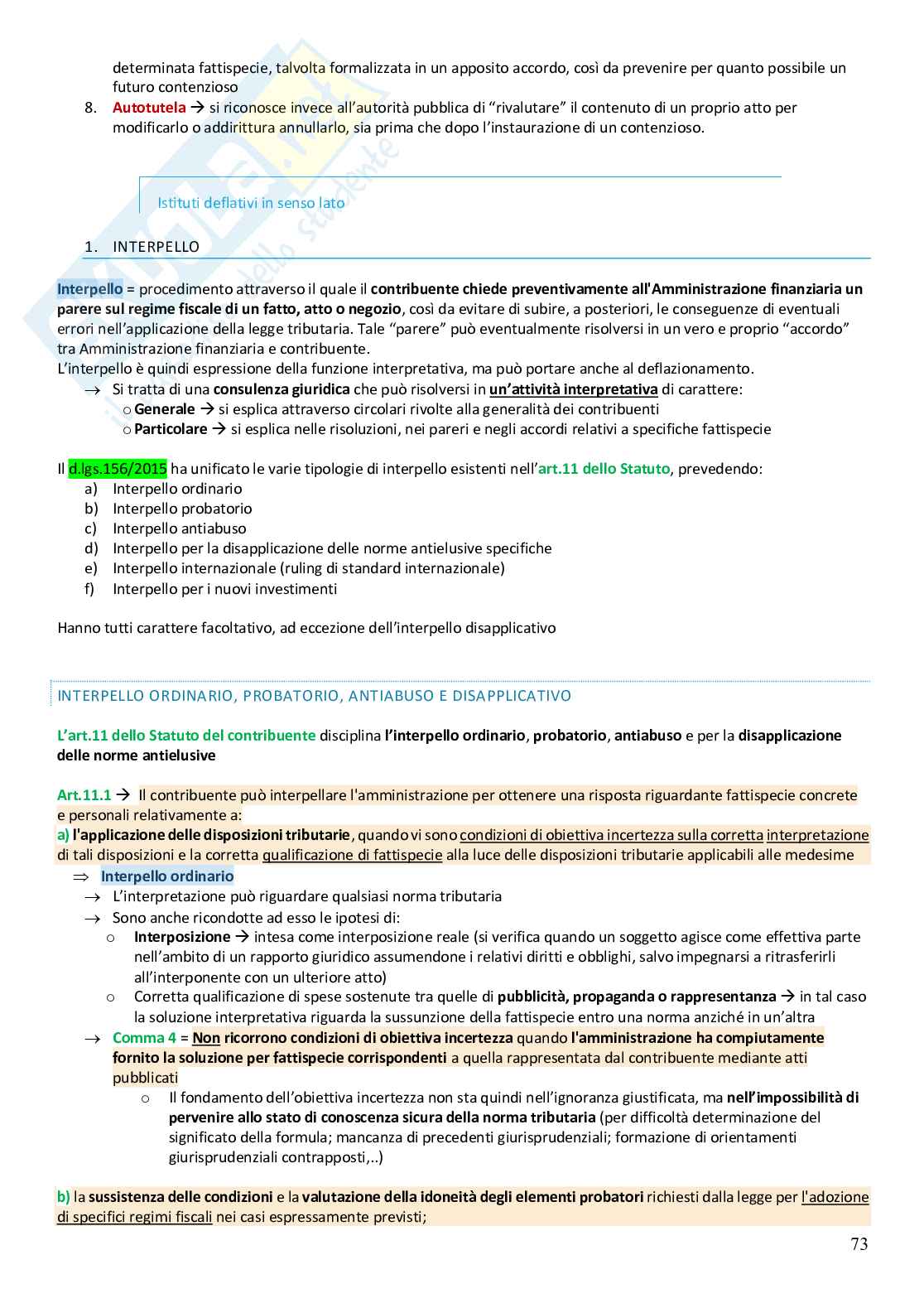 Riassunto esame Diritto Tributario, Prof. Melis Giuseppe, libro consigliato Manuale di diritto tributario, Melis  Pag. 76