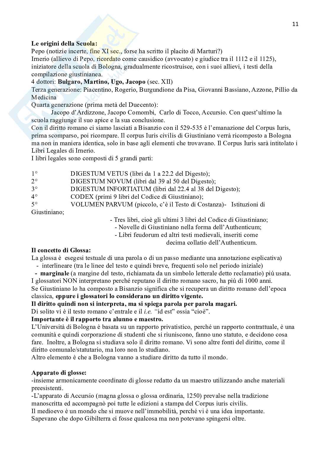 Riassunto esame Storia del diritto italiano , Prof. Fioravanti Marco, libro consigliato Lezioni di Storia del diritto italiano I, Fioravanti Pag. 11