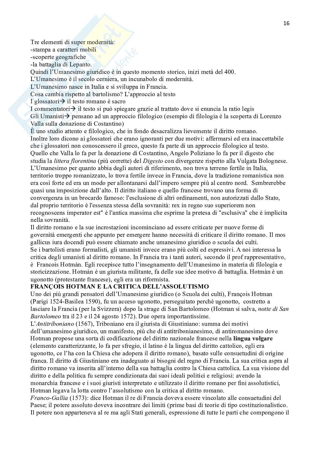 Riassunto esame Storia del diritto italiano , Prof. Fioravanti Marco, libro consigliato Lezioni di Storia del diritto italiano I, Fioravanti Pag. 16