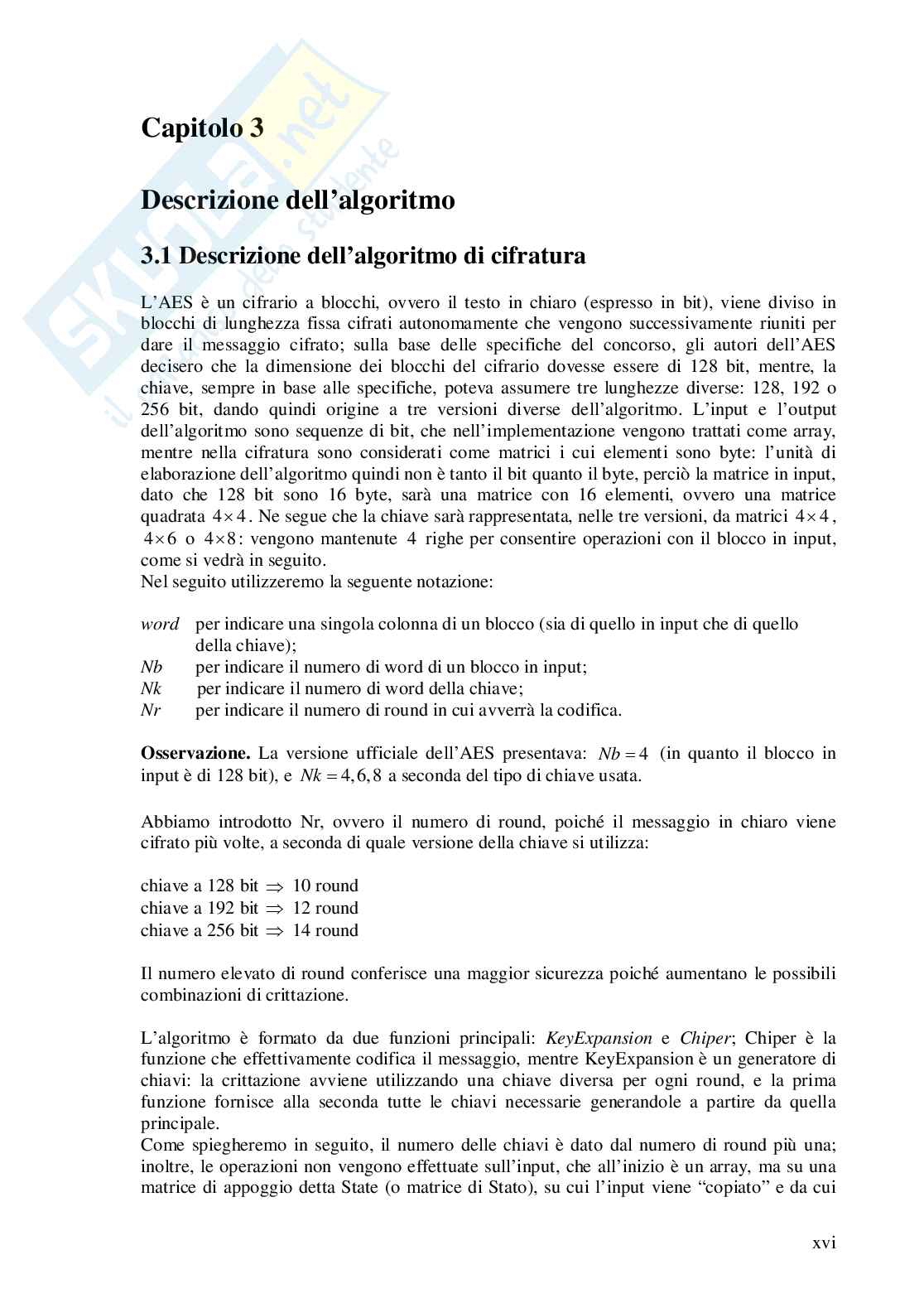 L' Advanced Encryption Standard Pag. 16