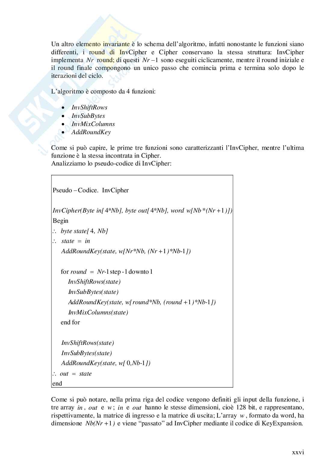 L' Advanced Encryption Standard Pag. 26