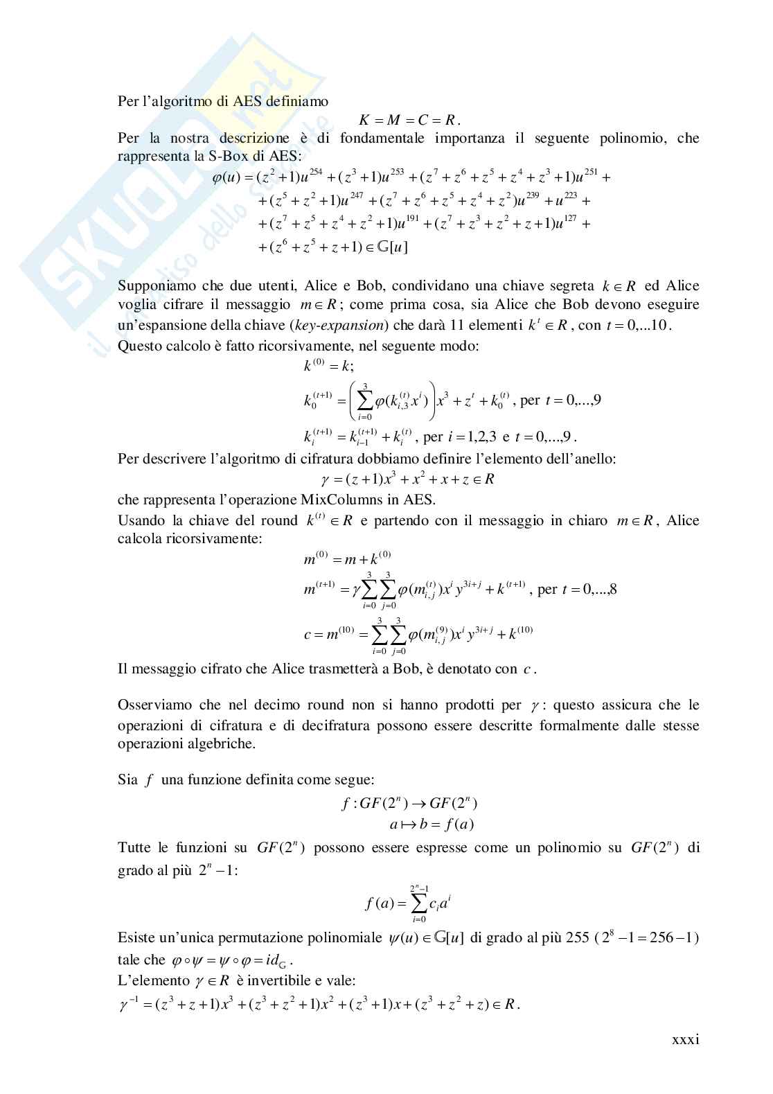 L' Advanced Encryption Standard Pag. 31