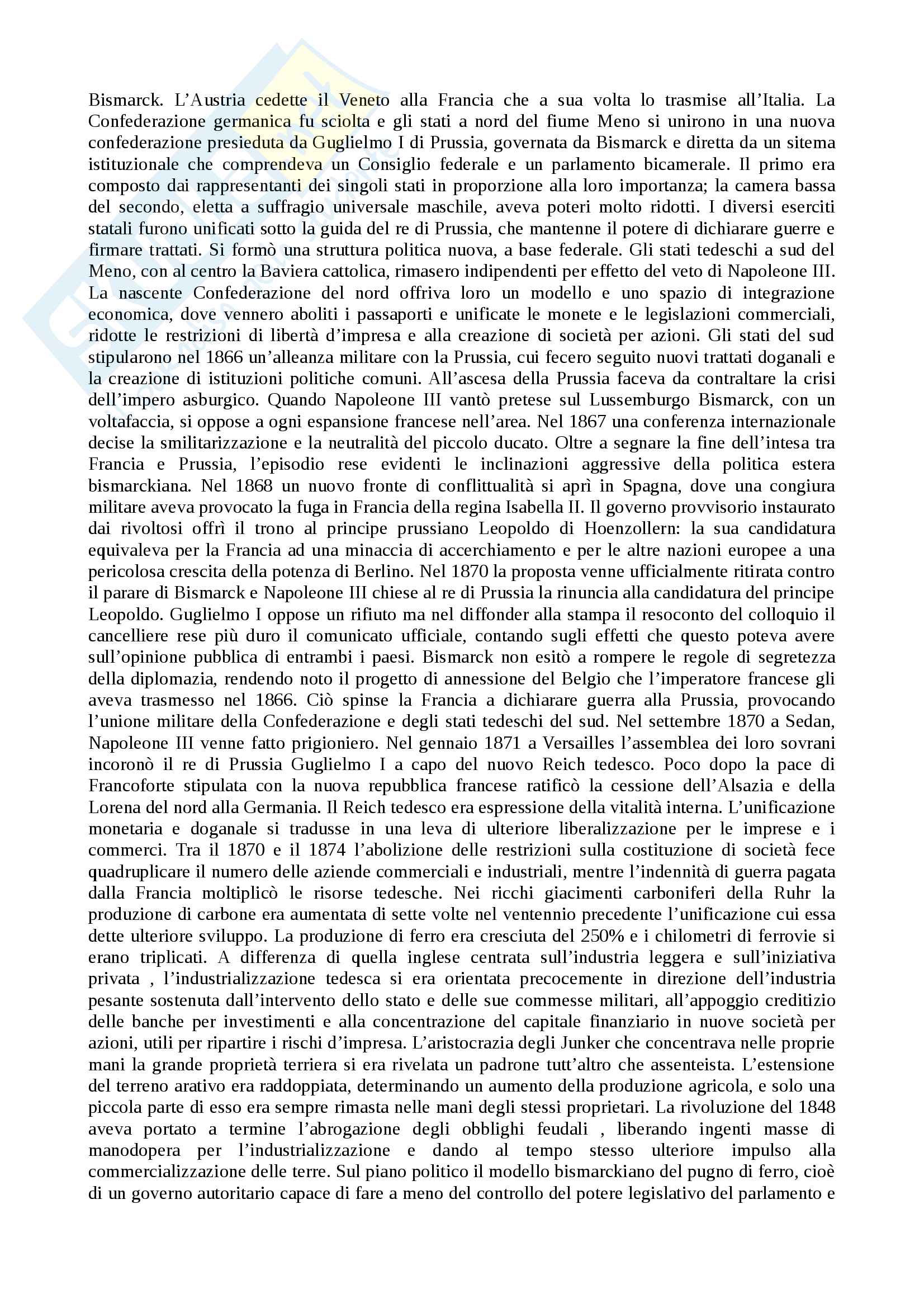Riassunto esame Storia Contemporanea, prof. Teodoro Tagliaferri, libro consigliato Storia contemporanea vol. I l'Ottocento, Detti, Gozzini Pag. 26