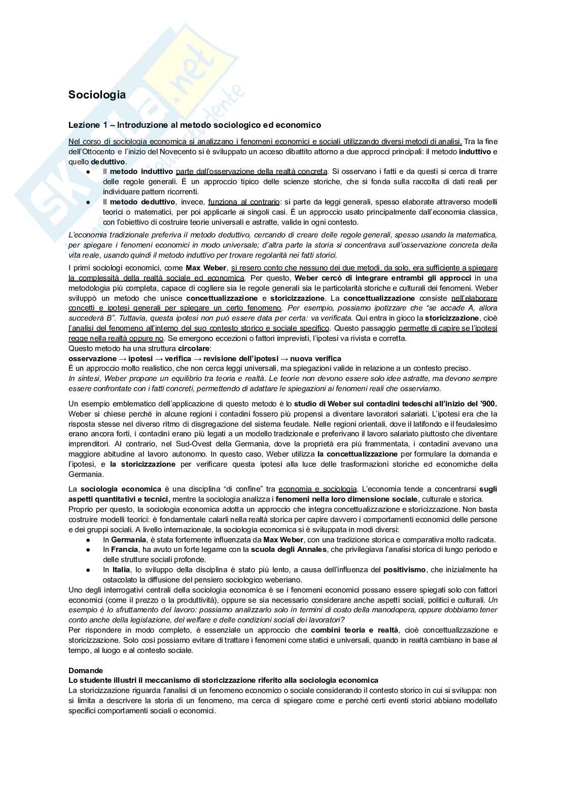 Sociologia dei processi economici Pag. 1