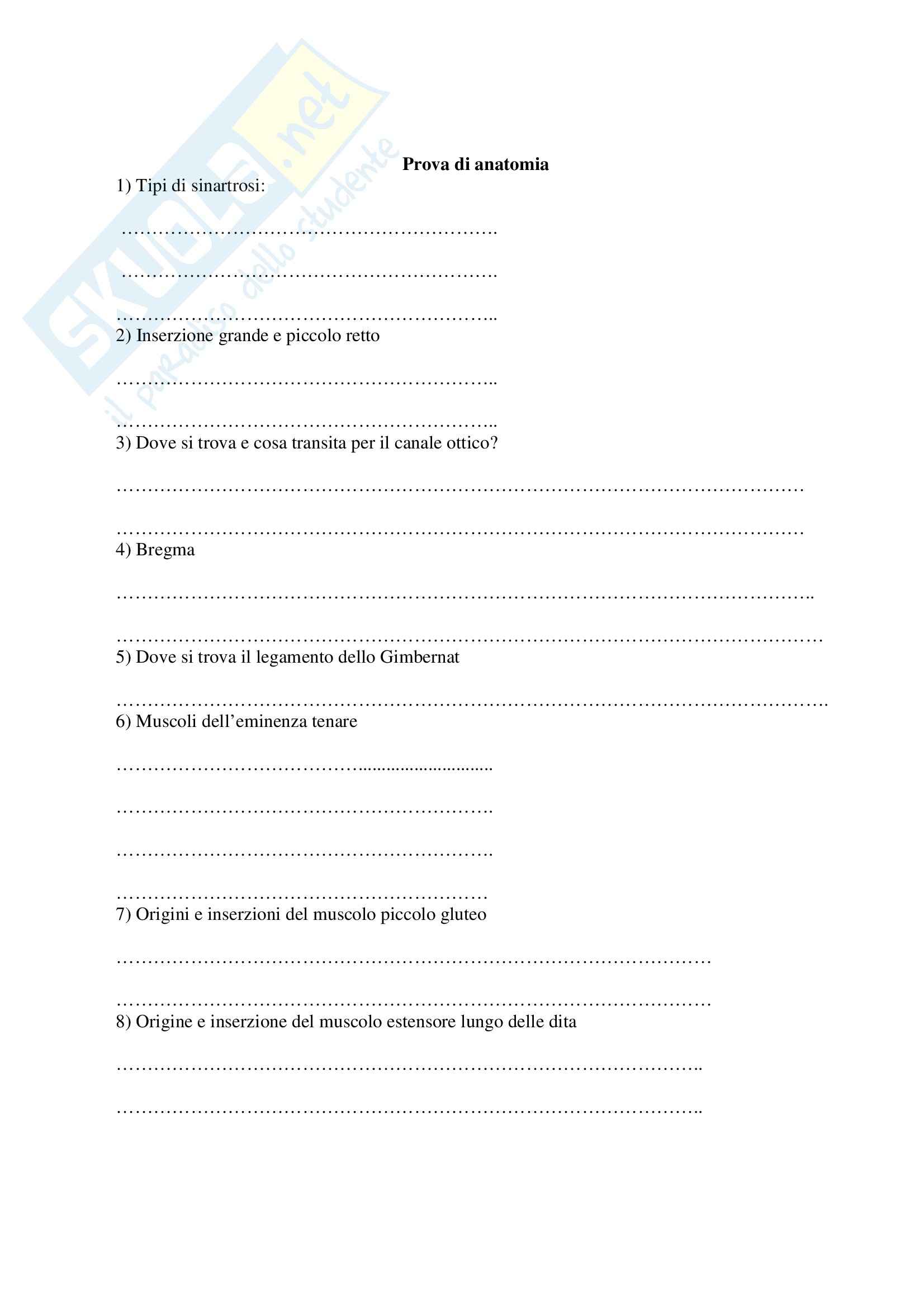 Anatomia umana - Esercitazione 3 Pag. 1