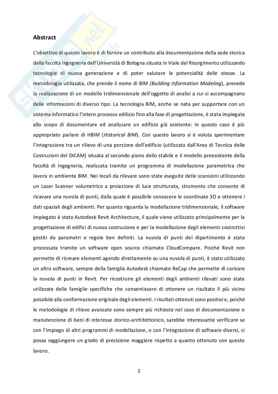 Processo Scan-to-BIM nella modellazione 3D di un edificio da dati acquisiti con scanner volumetrico a proiezione di luce strutturata Pag. 2