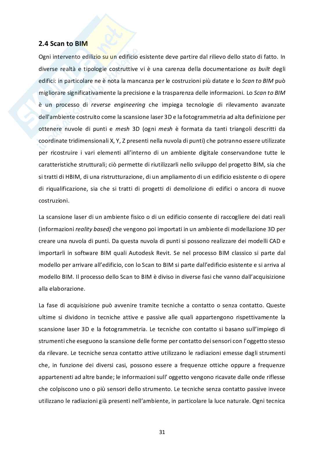 Processo Scan-to-BIM nella modellazione 3D di un edificio da dati acquisiti con scanner volumetrico a proiezione di luce strutturata Pag. 31