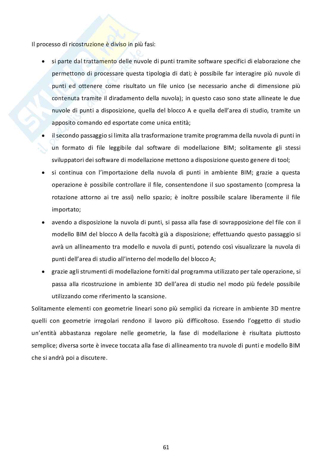 Processo Scan-to-BIM nella modellazione 3D di un edificio da dati acquisiti con scanner volumetrico a proiezione di luce strutturata Pag. 61