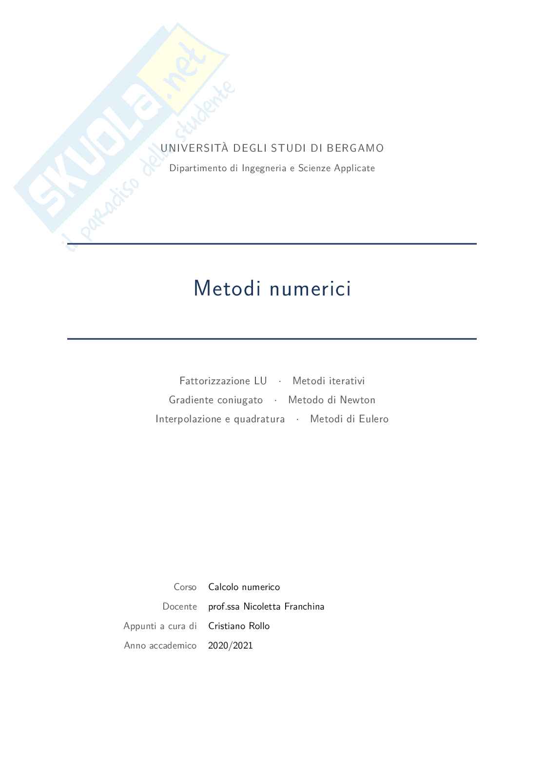 Appunti Calcolo numerico Pag. 1