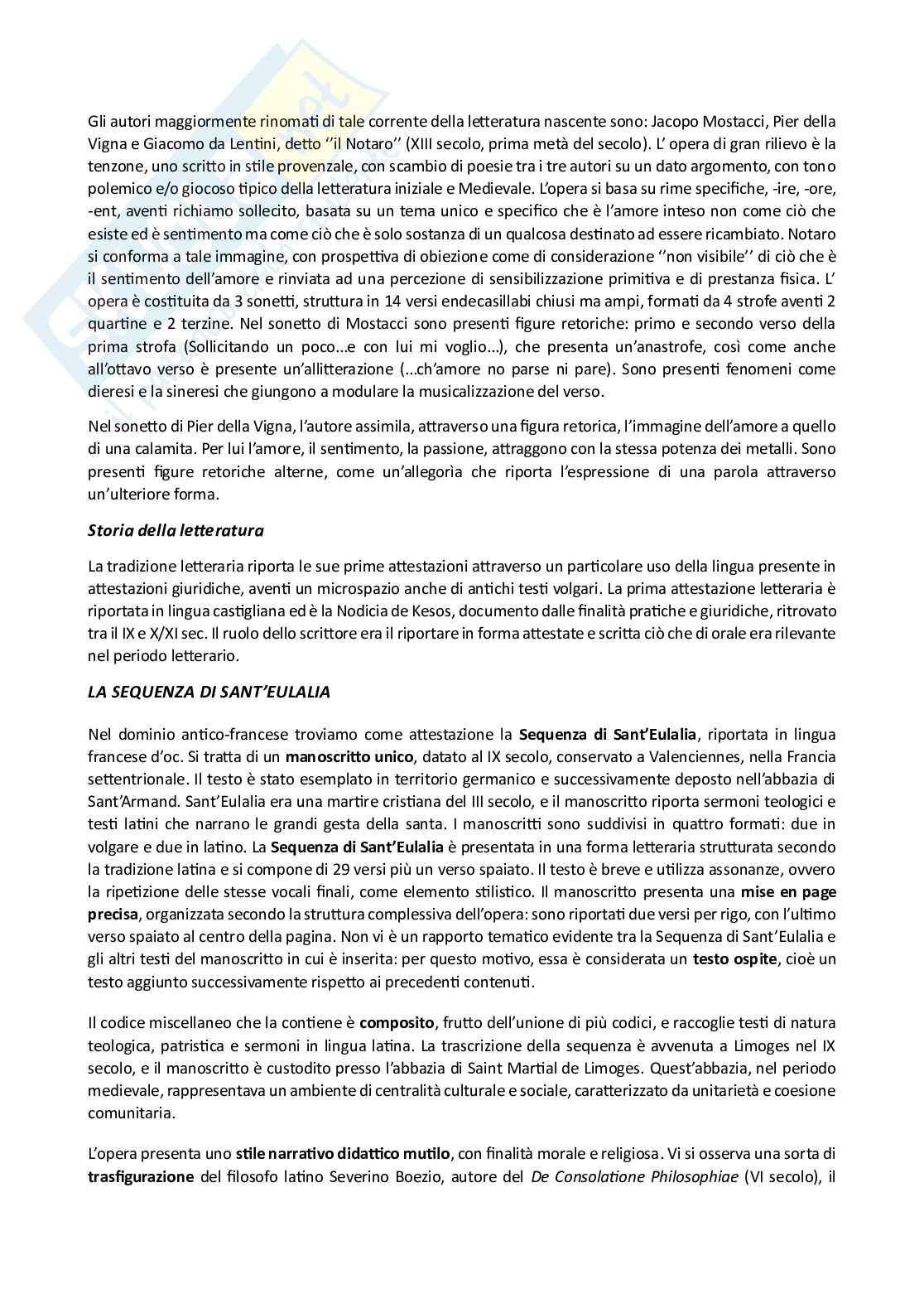 Riassunto esame Letteratura italiana 1 , Prof. Perrone Capano Carla, libro consigliato Letteratura italiana. Manuale per studi universitari. Vol. 1: Dalle origini a metà Cinquecento, Alfano Pag. 2