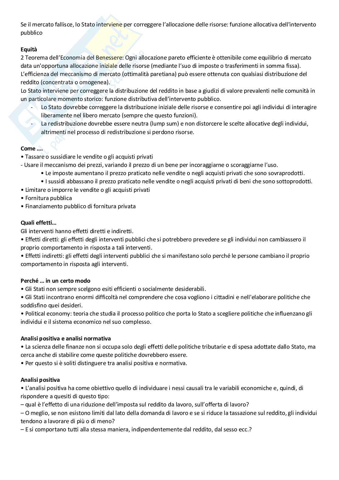 Lezione 1 Scienza delle finanze Pag. 2