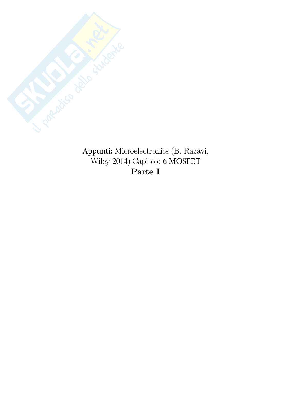 Appunti Elettronica analogica sui MOSFET - Parte I Pag. 1