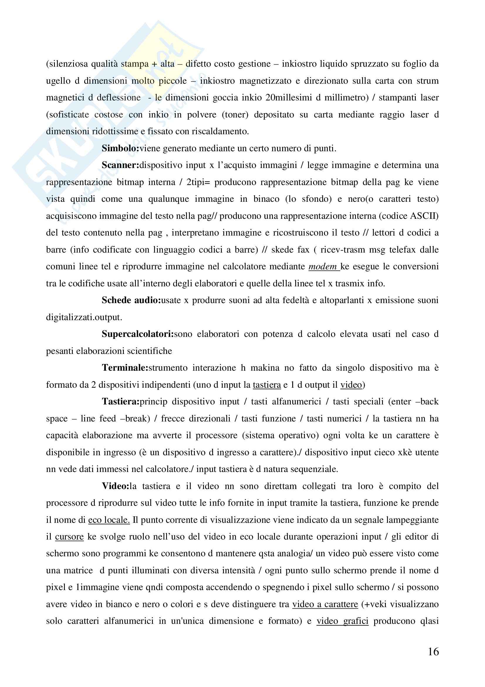Informatica di base - hardware e software Pag. 16