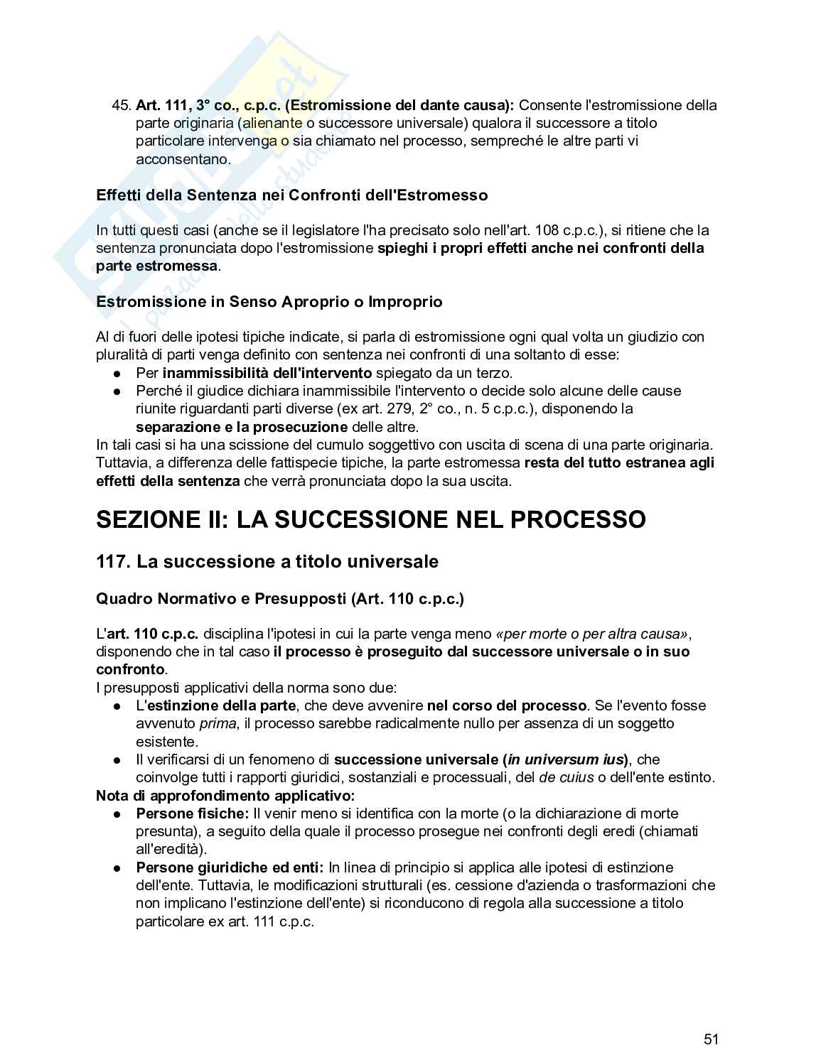 Riassunto esame Diritto processuale civile, Prof. De Santis Francesco, libro consigliato Diritto processuale civile , Balena  Pag. 51