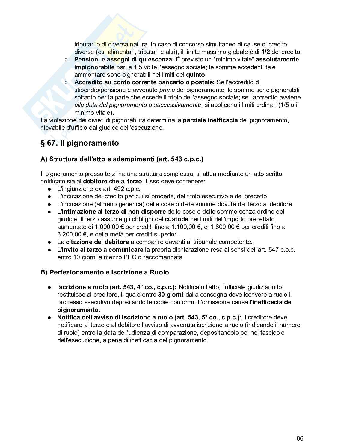 Riassunto esame Diritto processuale civile, Prof. De Santis Francesco, libro consigliato Diritto processuale civile , Balena  Pag. 86