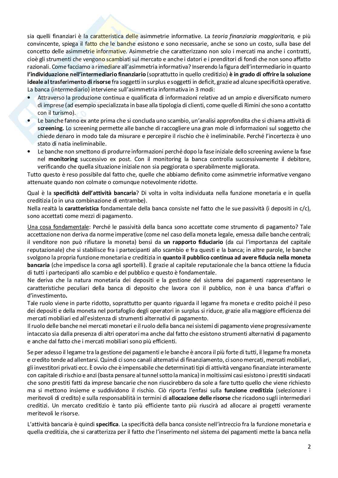 Riassunto esame Tecnica bancaria, Prof. Berti Alessandro, libro consigliato La banca- Istituzione e impresa, Isedi 2013, Biasin, Cosma, Oriani Pag. 2