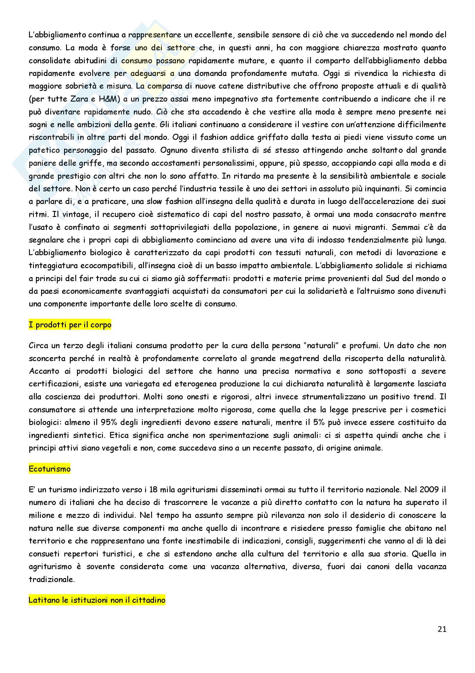 La società post-crescita, Giampaolo Fabris, Riassunto esame, prof. Martinengo Pag. 21