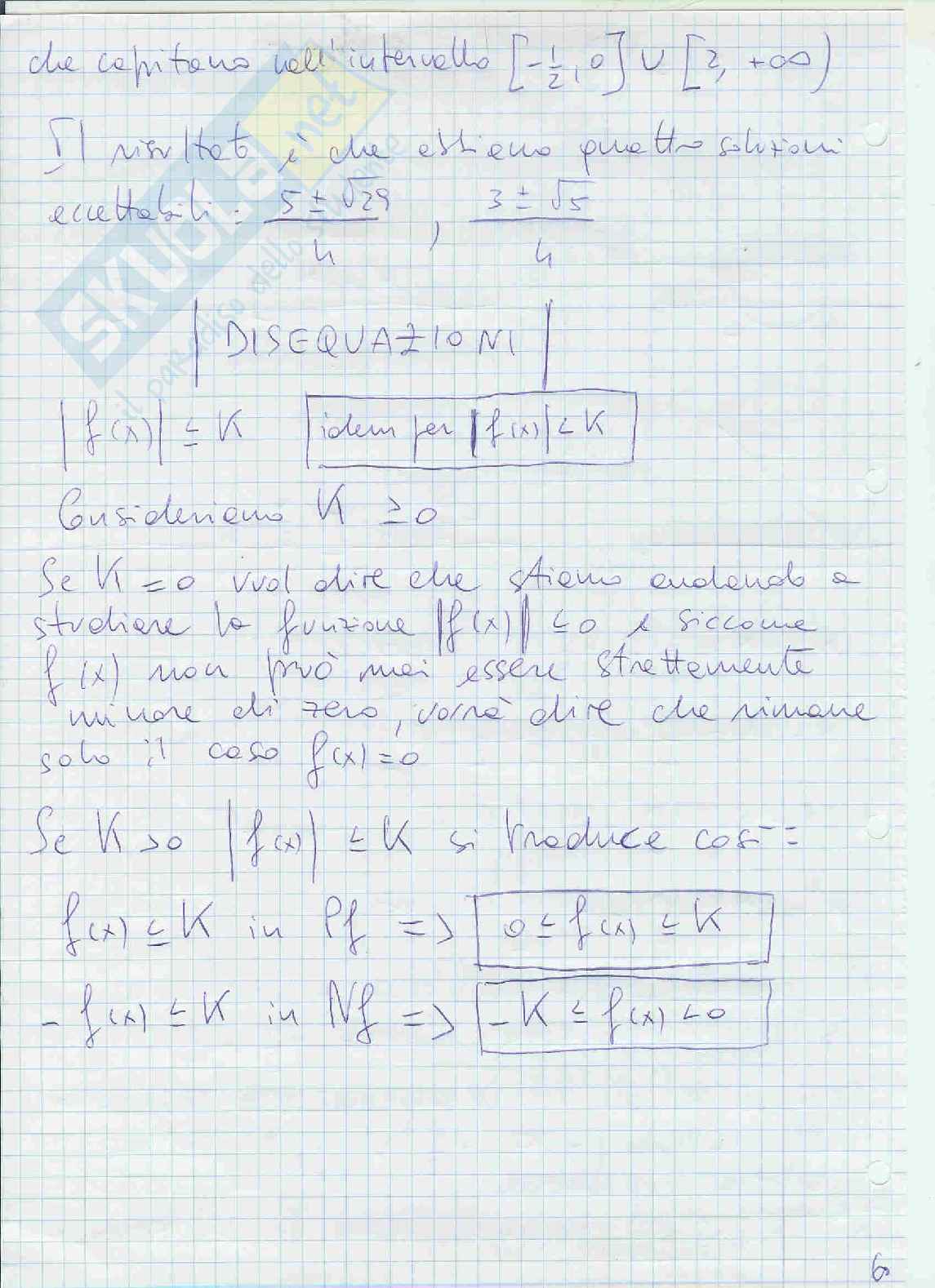 Equazioni e disequazioni. Equazioni e disequazioni con il valore assoluto Pag. 6
