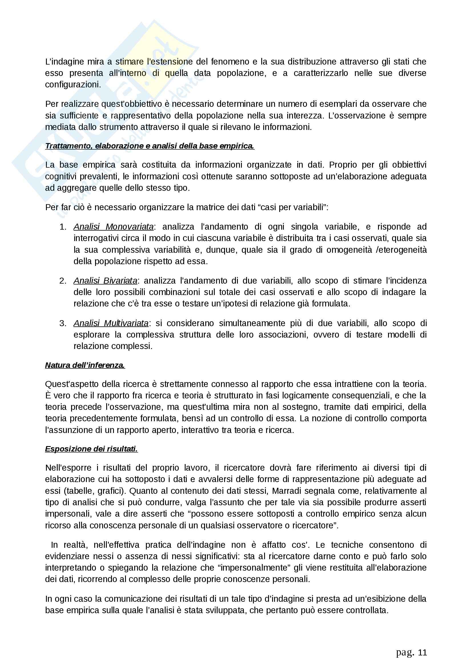 Riassunto esame Metodologia della ricerca sociale, prof. Fasanella, libro consigliato Il Disegno della Ricerca Sociale, Agnoli Pag. 11