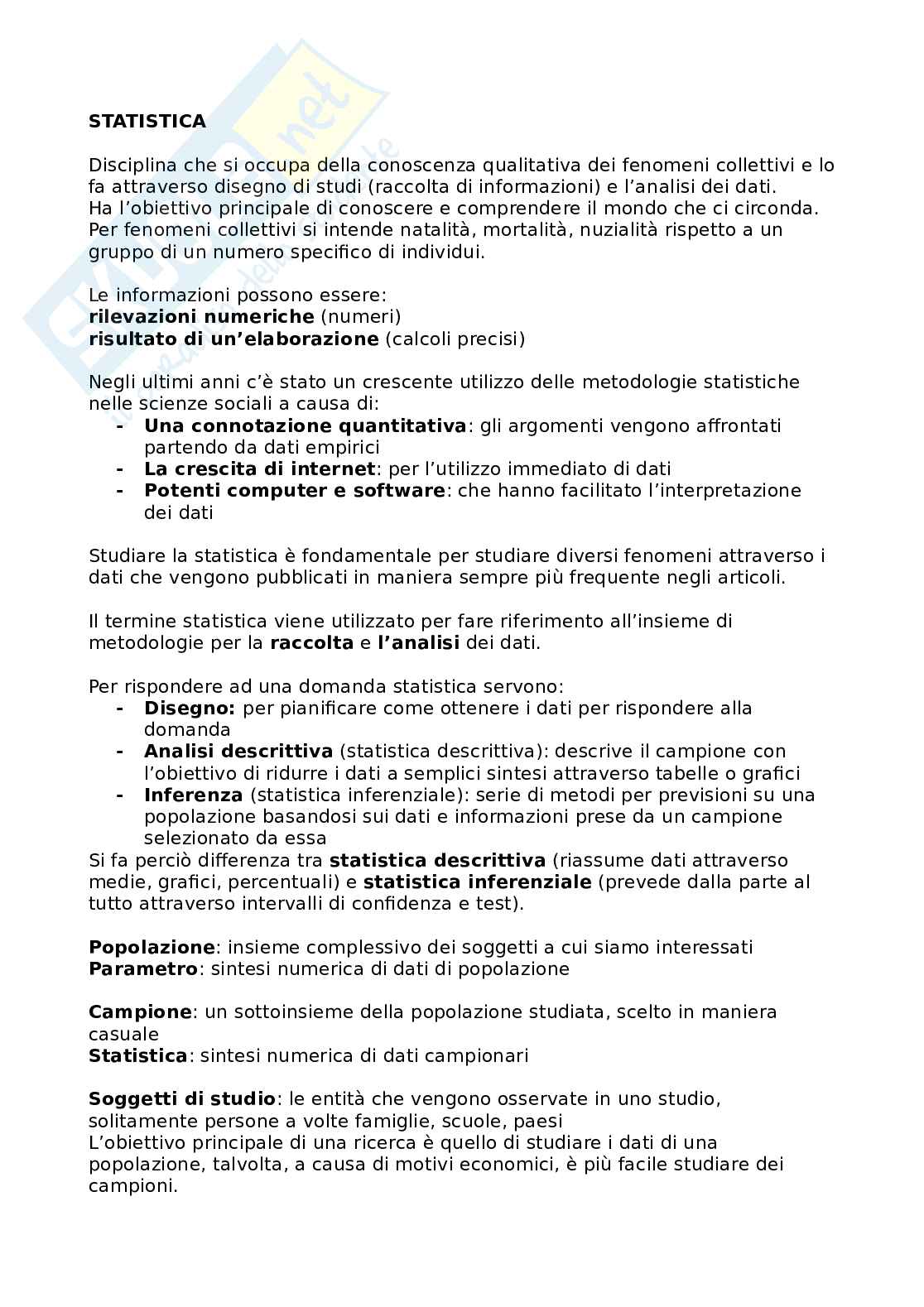 Statistica e dinamiche di popolazione Pag. 1