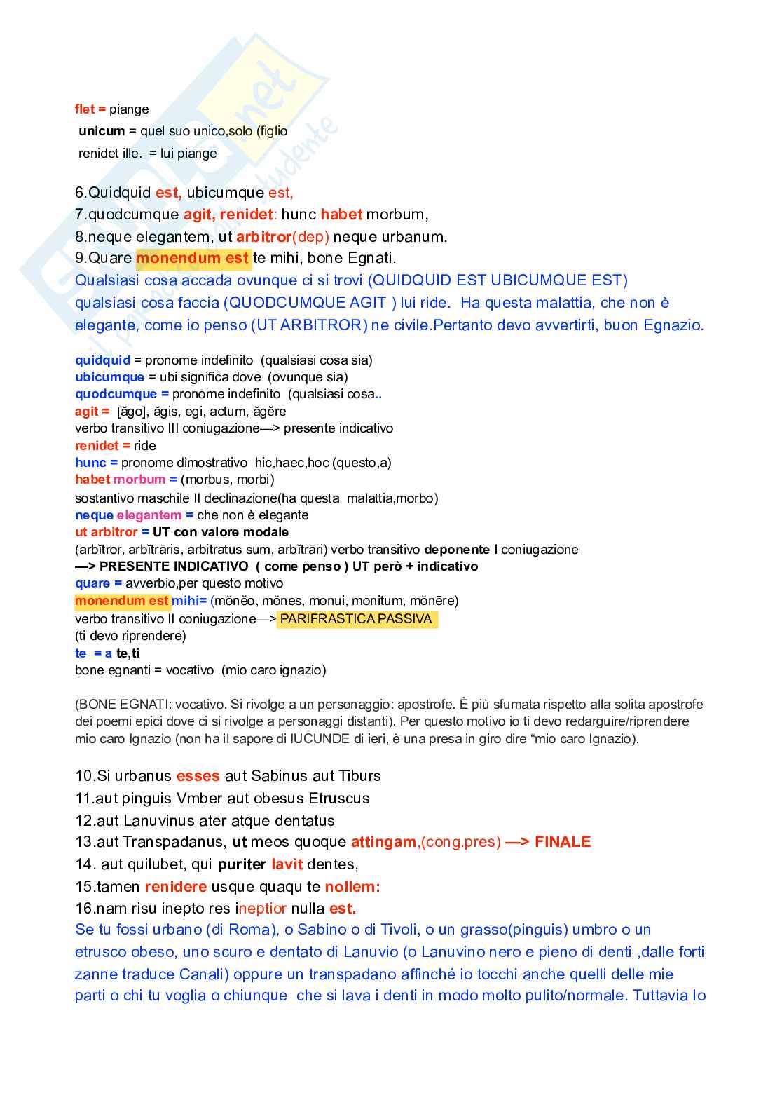 Riassunto esame Lingua latina, Prof. Torino Alessio, libro consigliato Liber , Catullo Pag. 41