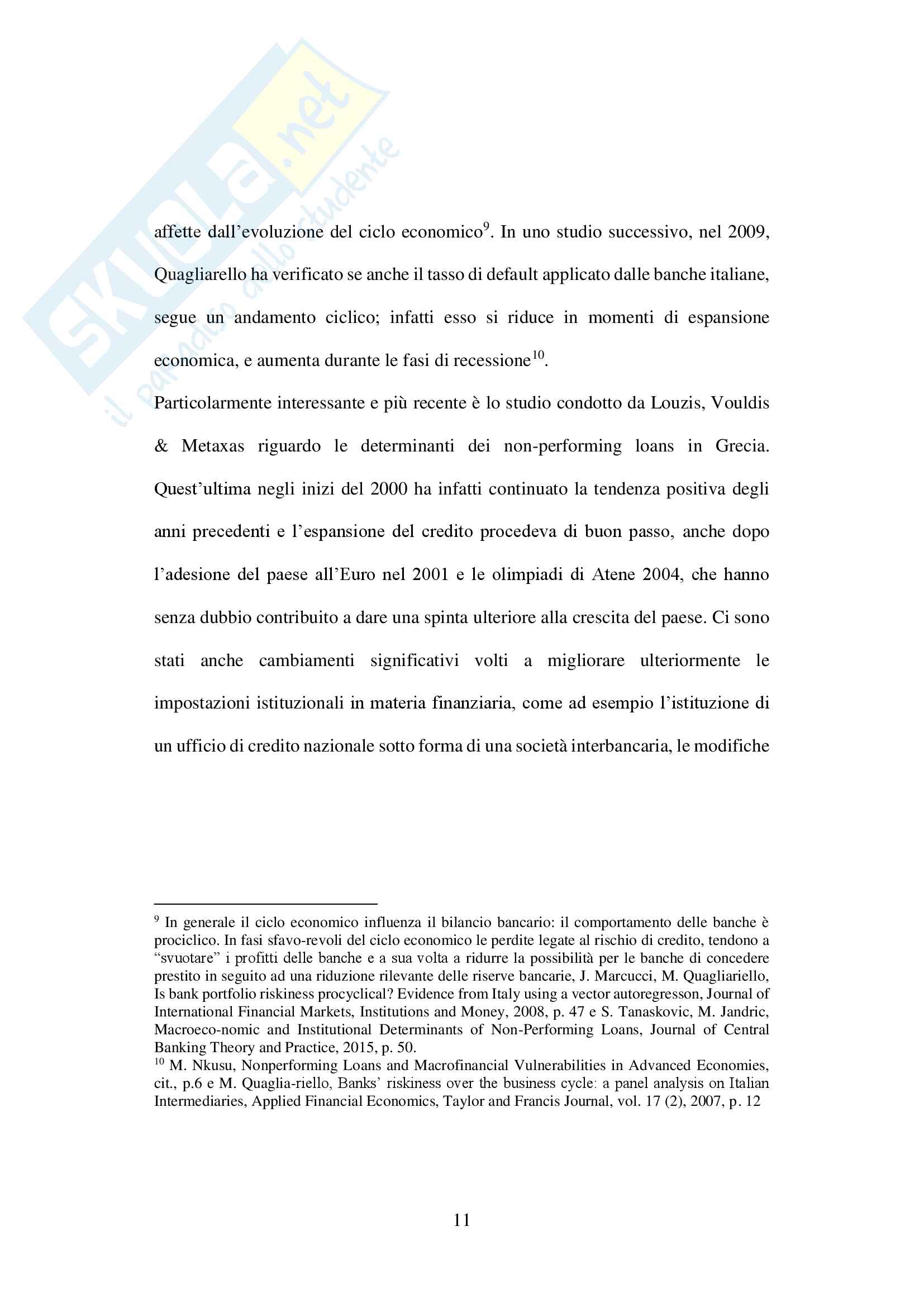 Tesi triennale - Economia e Commercio - Descrizione dei non performing loans (NPL's) Pag. 11
