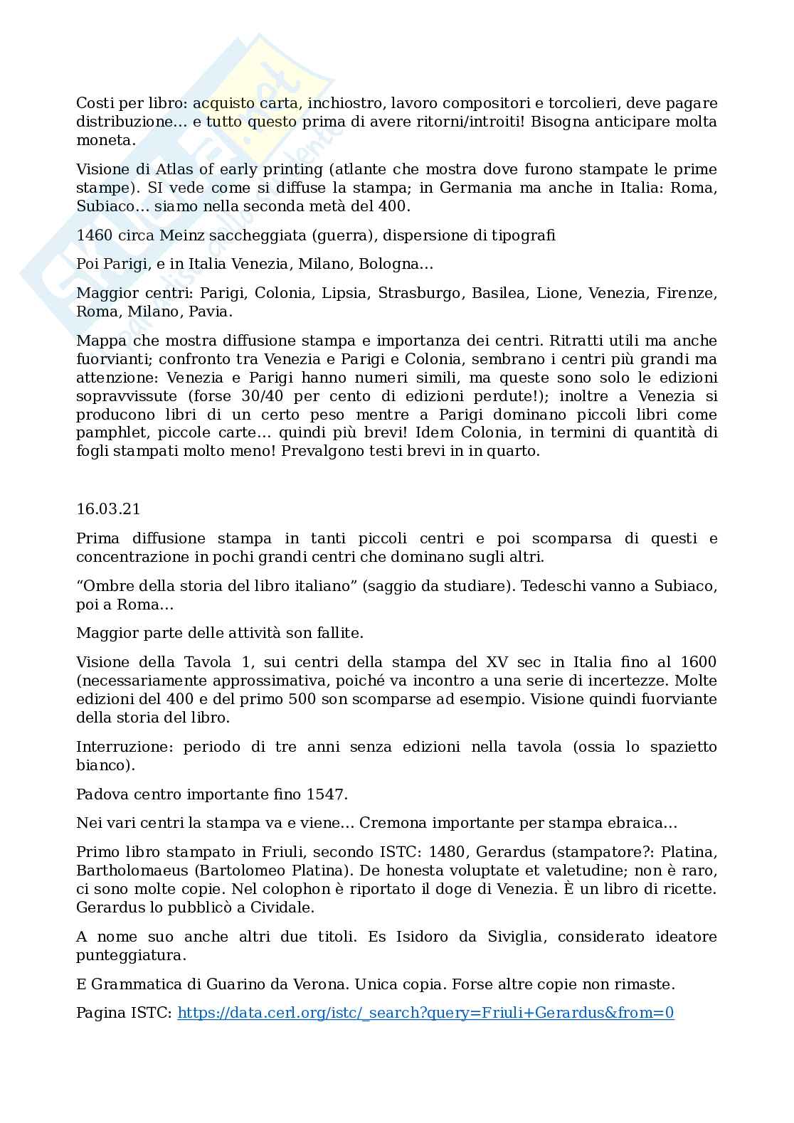 Appunti per l'esame di Storia del libro Pag. 16