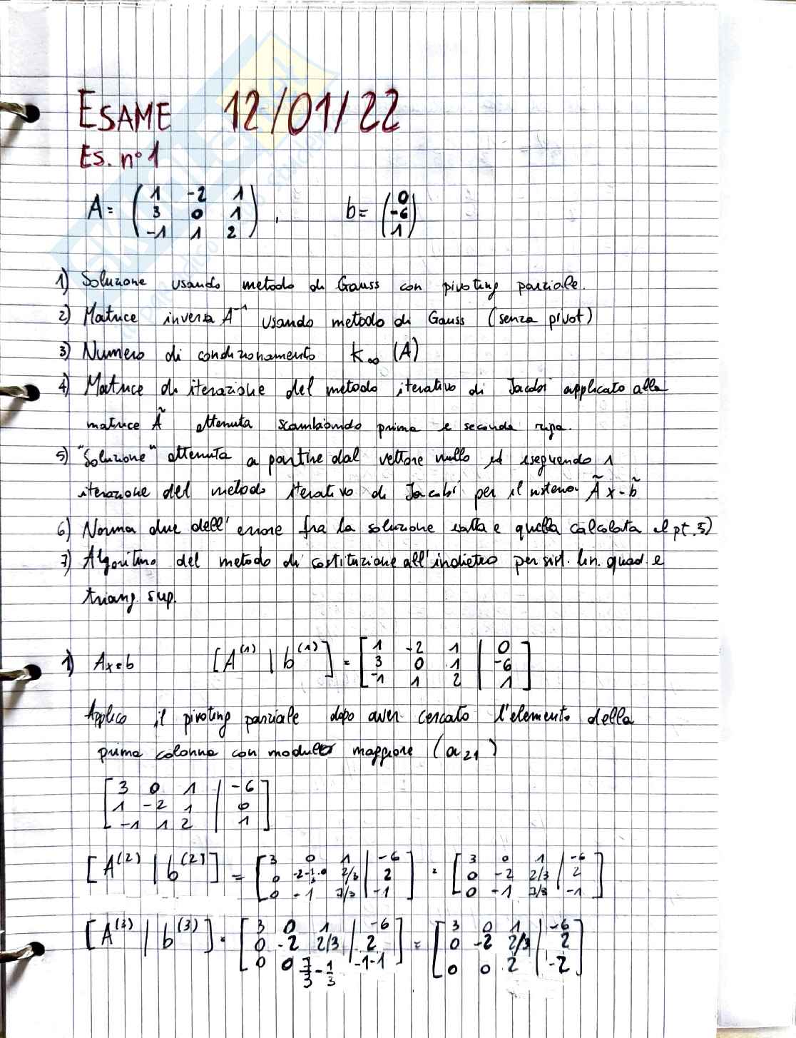 Esame Calcolo numerico 12 Gennaio 2022 Pag. 2