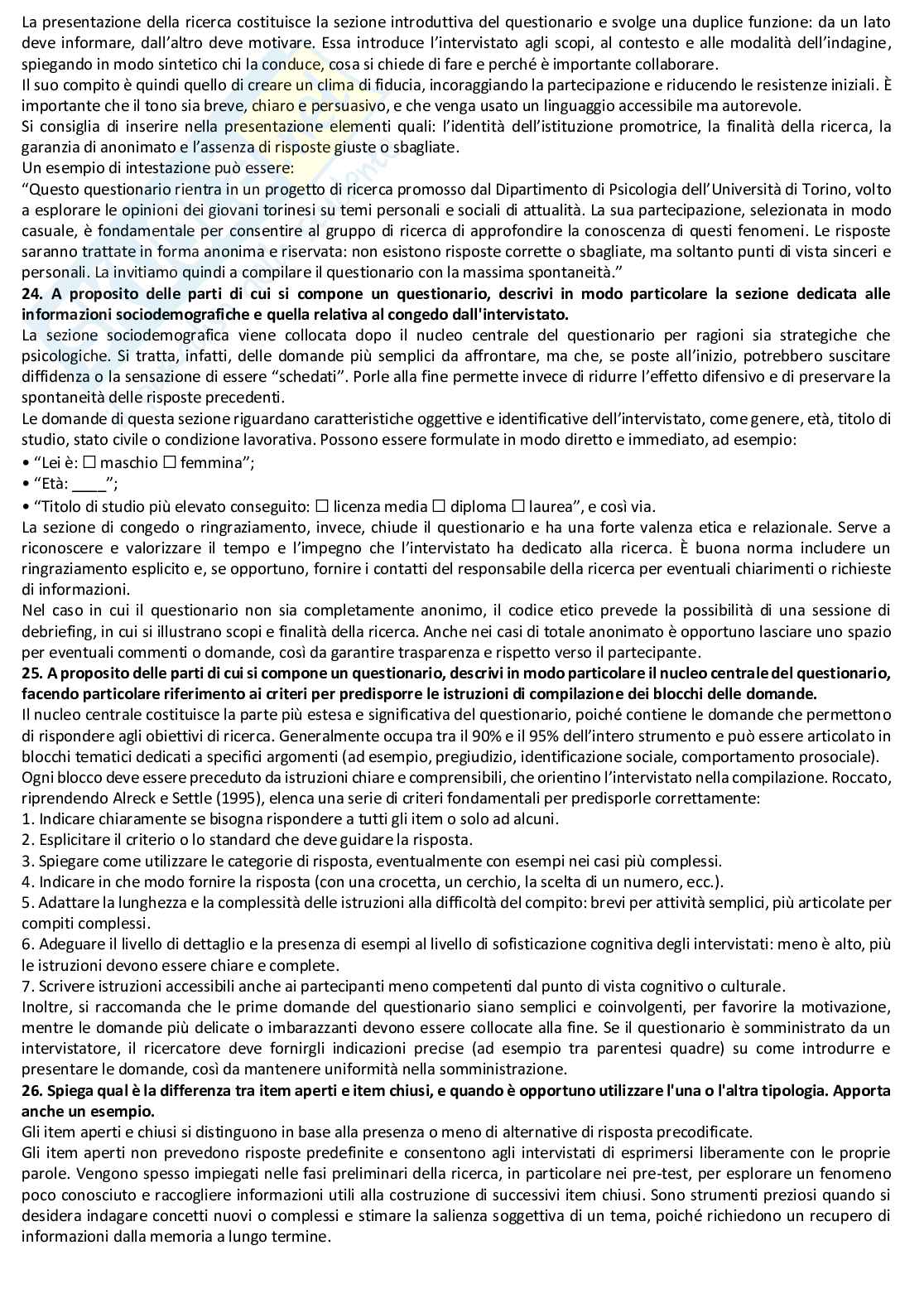 Teorie e tecniche dell'intervista e del questionario - Domande aperte Pag. 6
