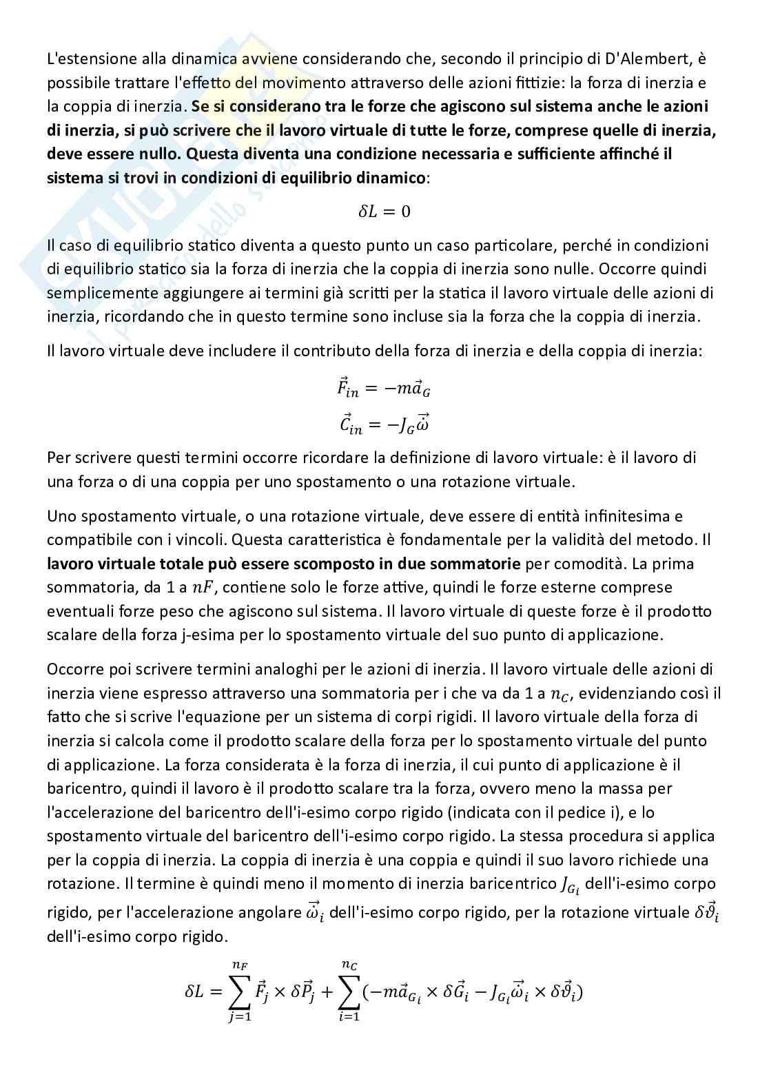 Fondamenti di meccanica teorica ed applicata (parte 8) - Metodi energetici per la dinamica di corpi rigidi Pag. 2