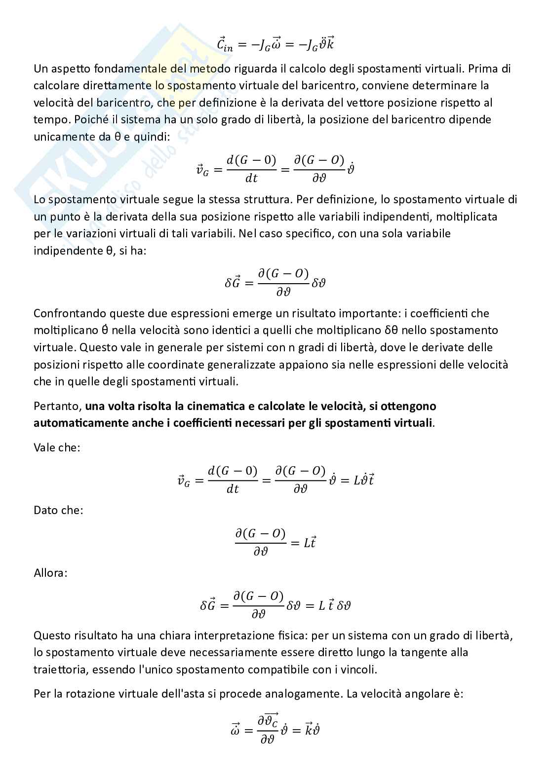 Fondamenti di meccanica teorica ed applicata (parte 8) - Metodi energetici per la dinamica di corpi rigidi Pag. 6