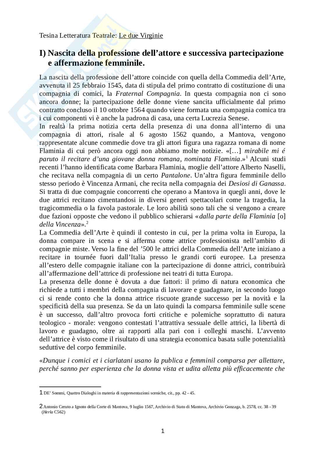 Tesina Le due Virginie Pag. 1