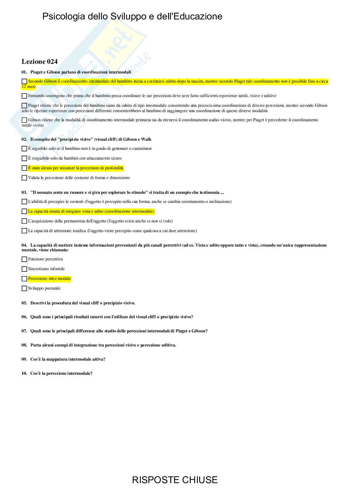 Psicologia dello Sviluppo e dell'Educazione - Paniere compilato Pag. 36