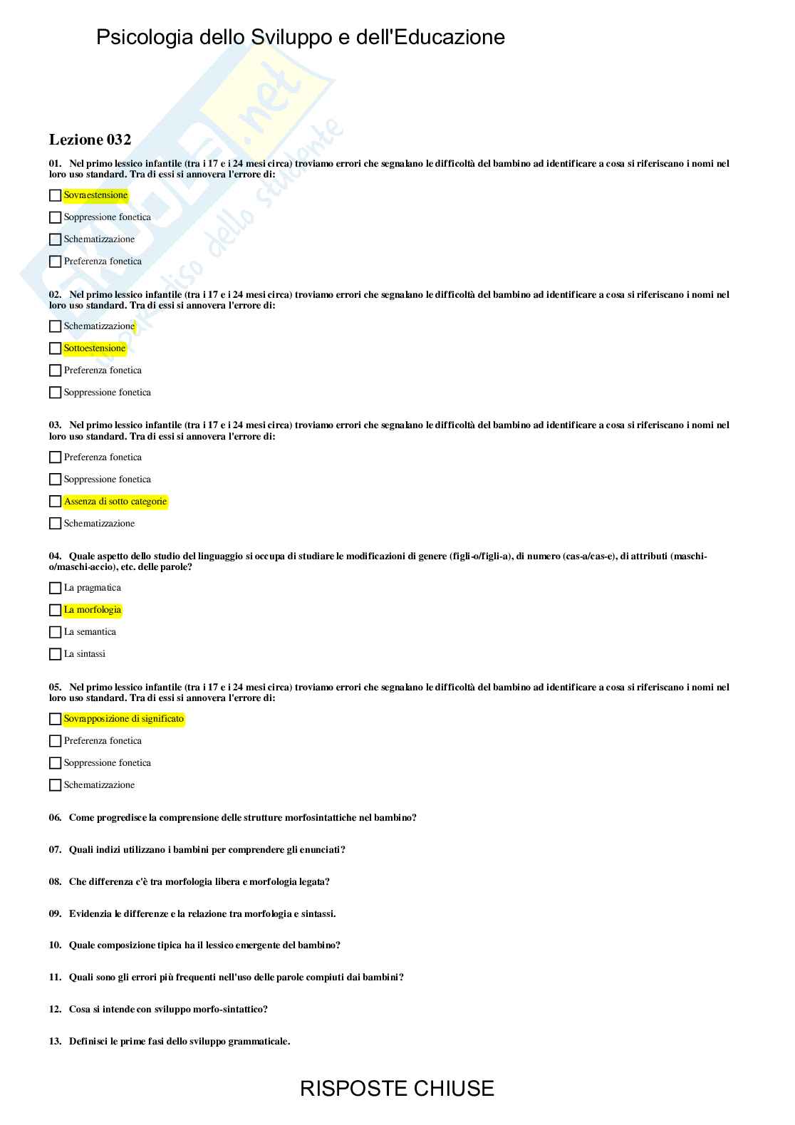 Psicologia dello Sviluppo e dell'Educazione - Paniere compilato Pag. 46