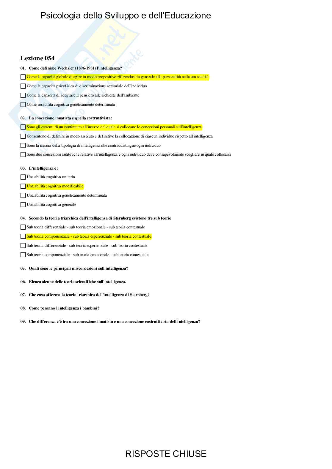 Psicologia dello Sviluppo e dell'Educazione - Paniere compilato Pag. 76