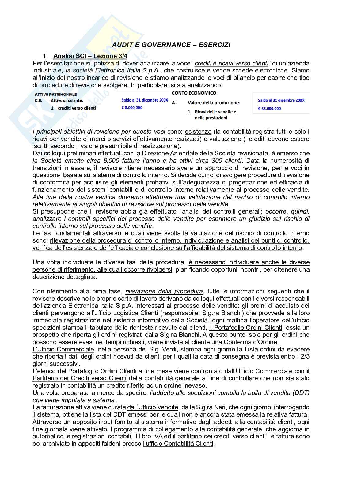 Esercizi Audit e governance Pag. 1