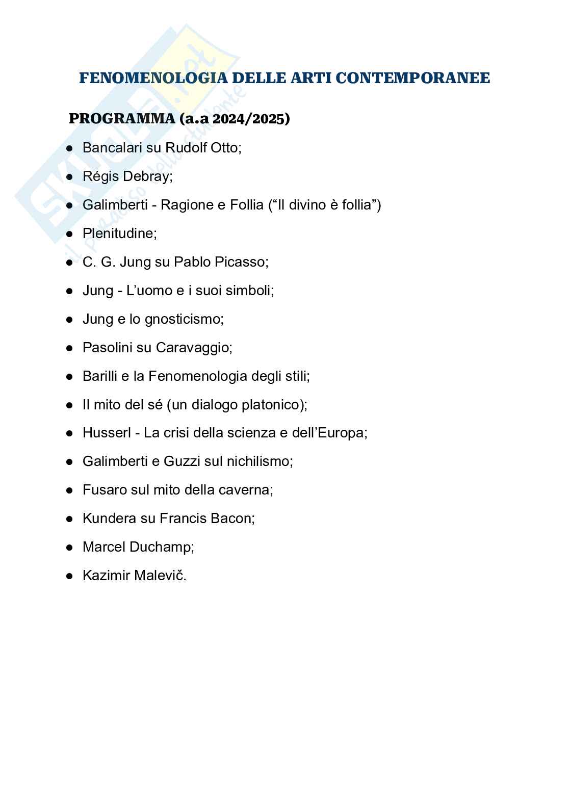 Appunti Fenomenologia delle arti contemporanee Pag. 1